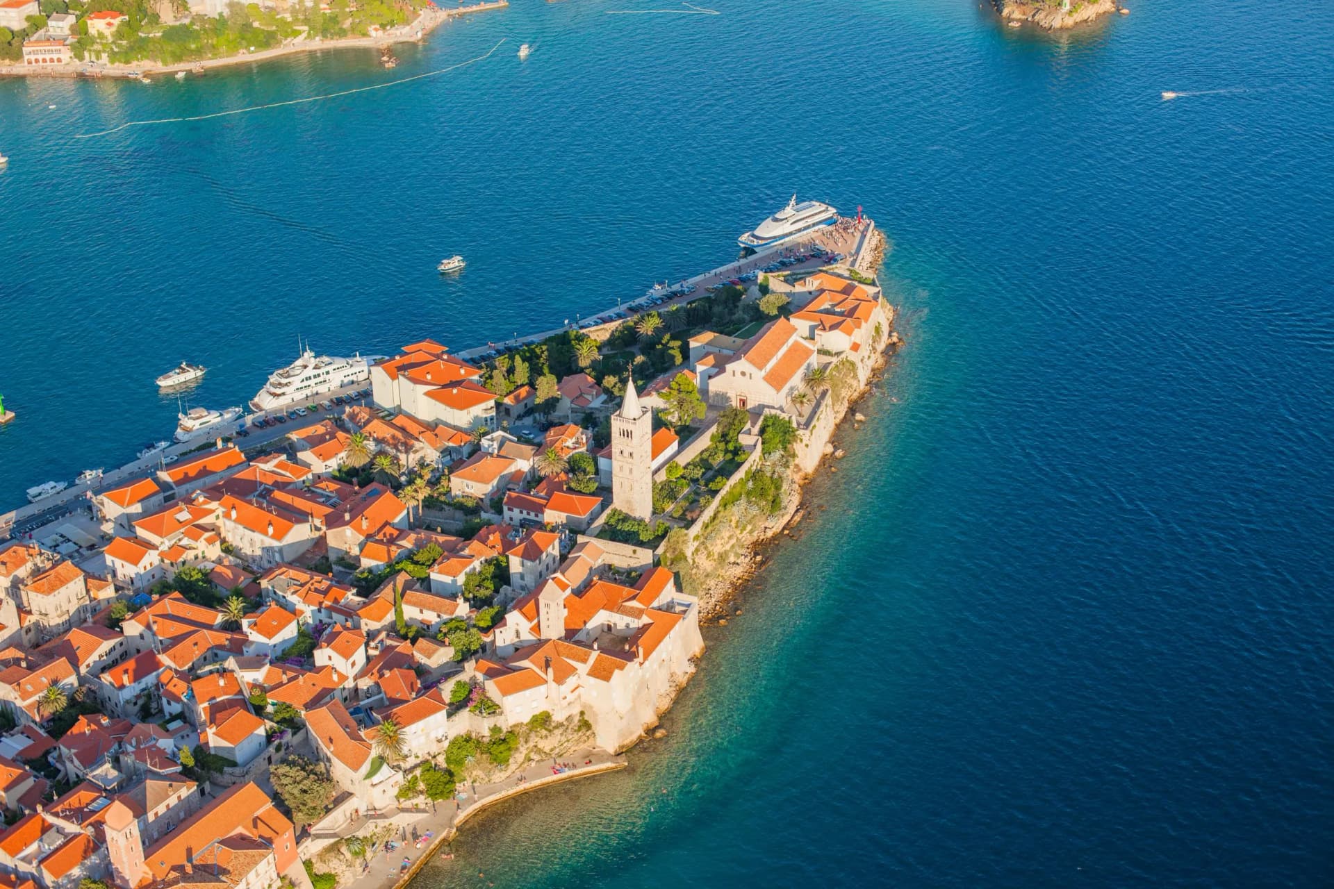 aerial view of Croatia coast line. Rab island