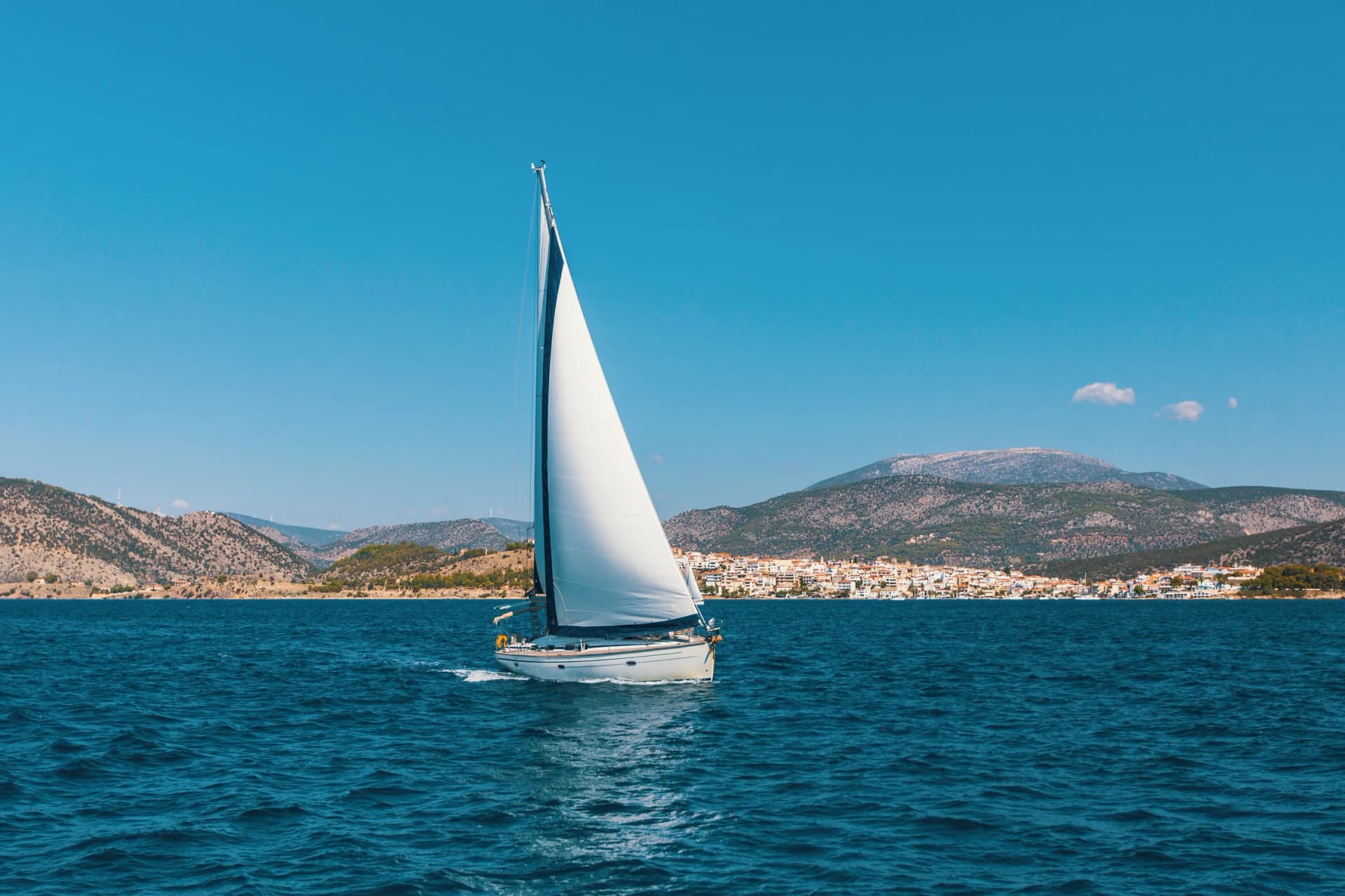 Sail yachts in the Sea. Luxury boats.