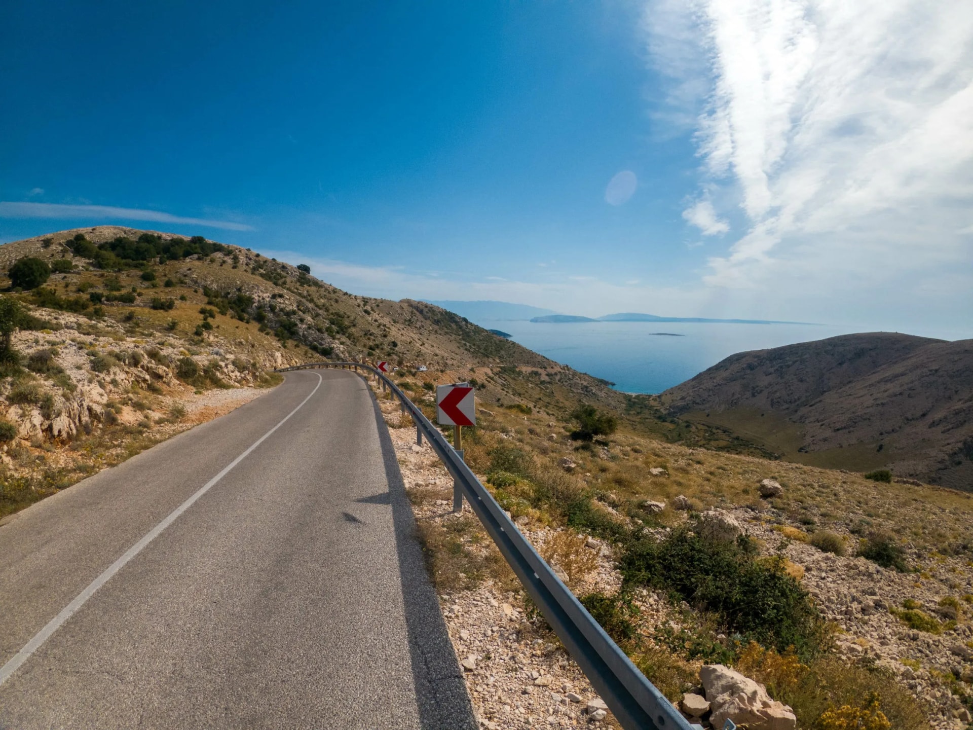 Road to Stara Baška on island Krk, Croatia