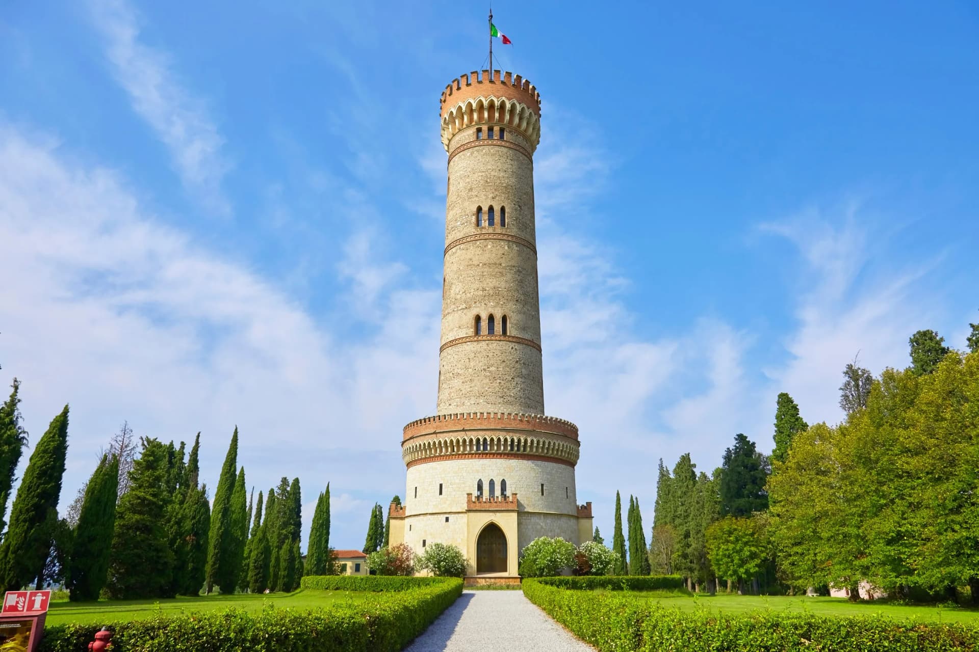 Beautiful Tower of San Martino della Battaglia near Lake Garda, Brescia, Italy.