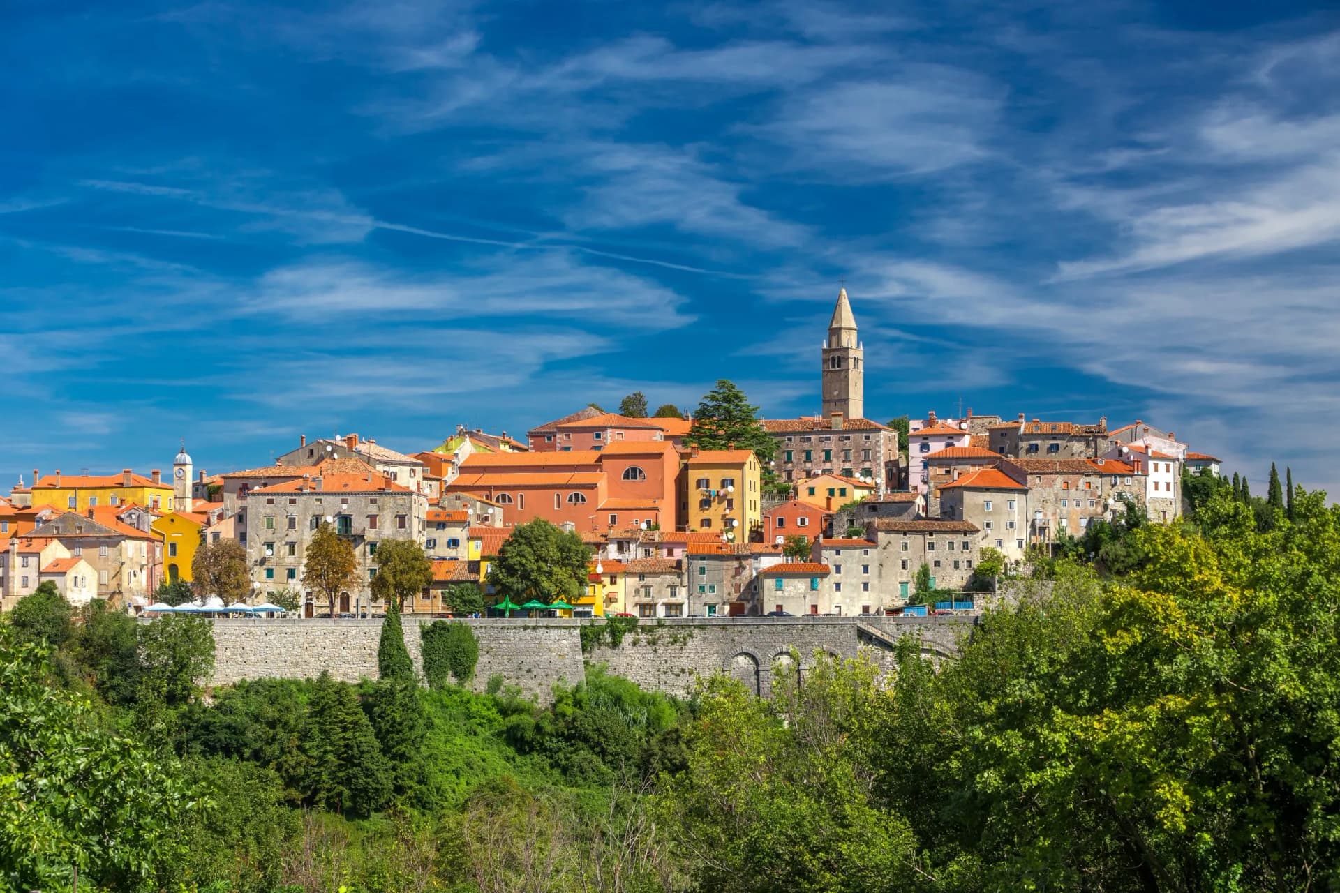Old village on the top of the mountain in Labin, Istria, Croatia