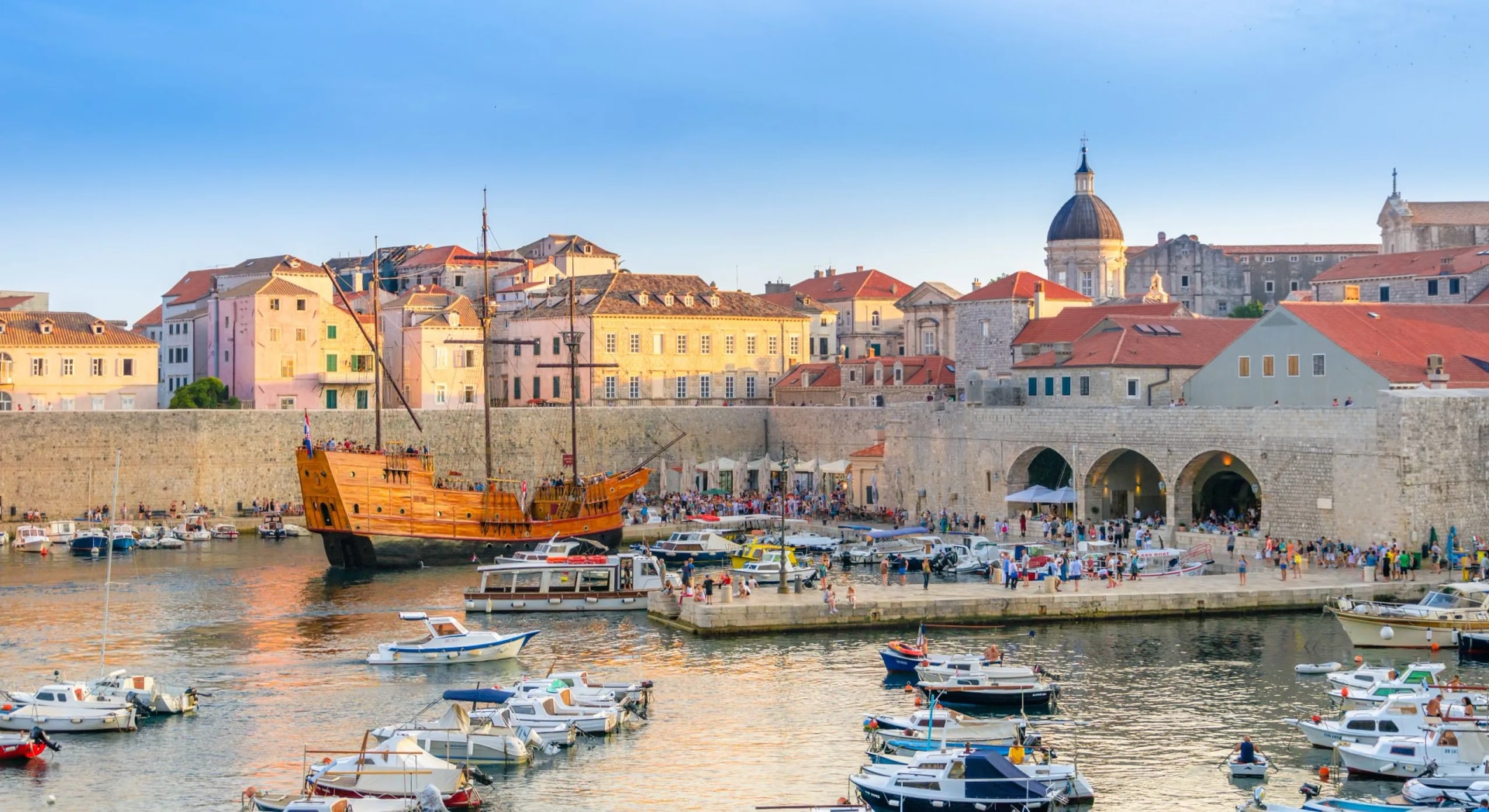 Stunning panorama of Dubrovnik with old town and Adriatic sea,Dalmatia,Croatia,Europe