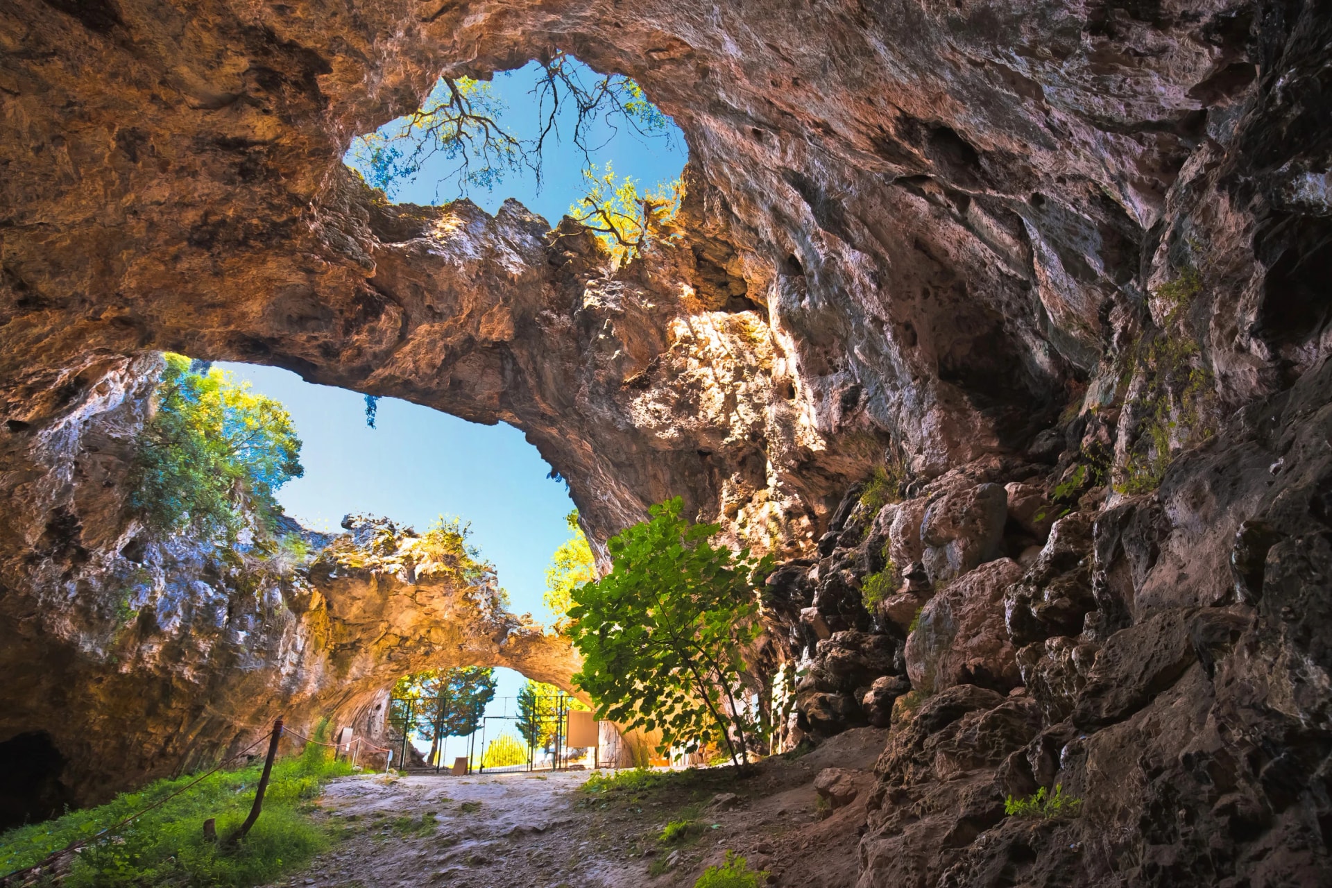 Korcula. Vela spilja cave in Vela Luka on Korcula island view