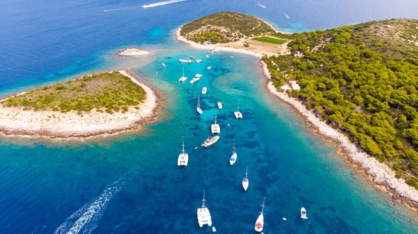 Budikovac Island off the island of Vis in Croatia where all the yachts park during the day during yacht week
