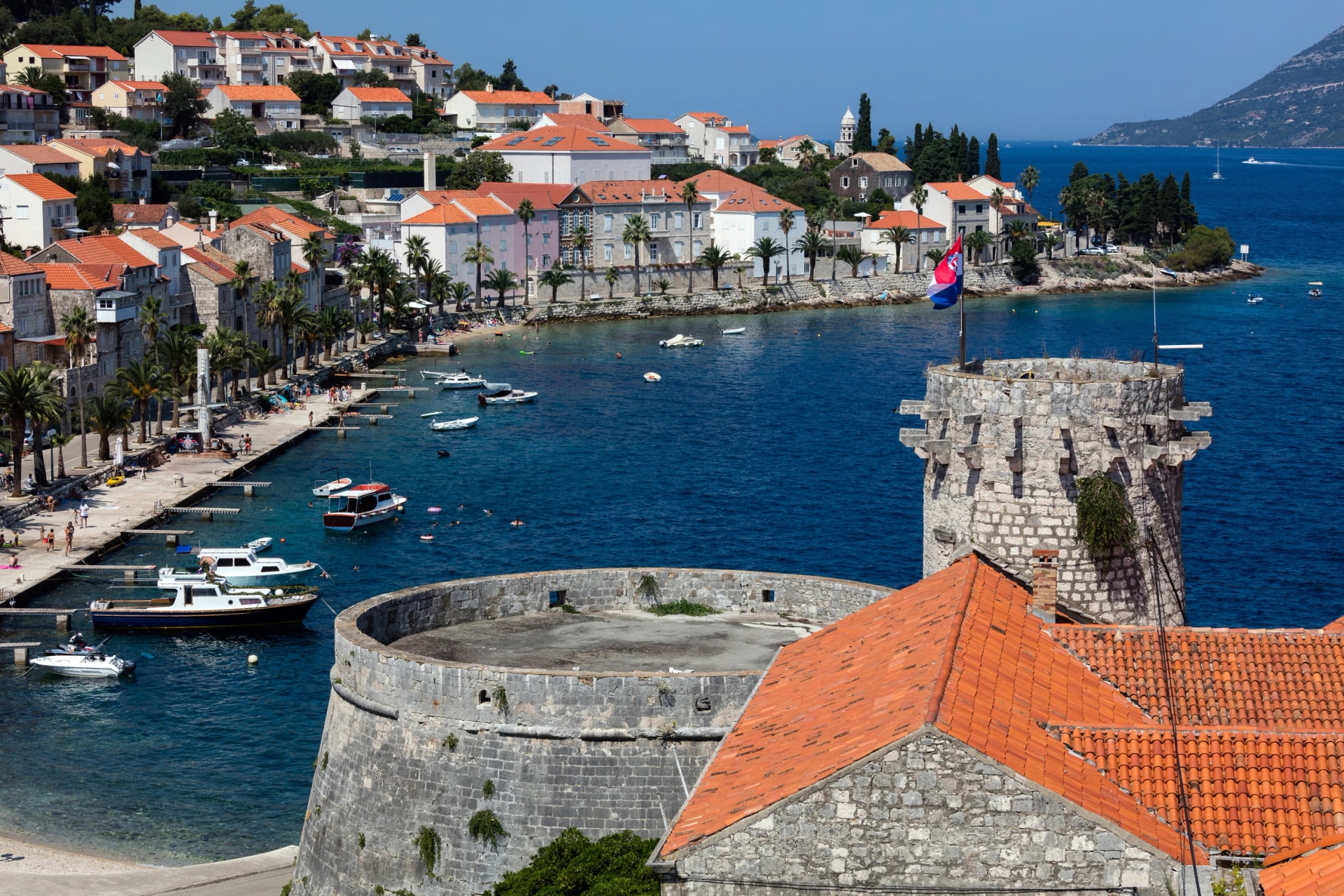 Korcula, a historic fortified town on the Adriatic island of Korcula in Croatia